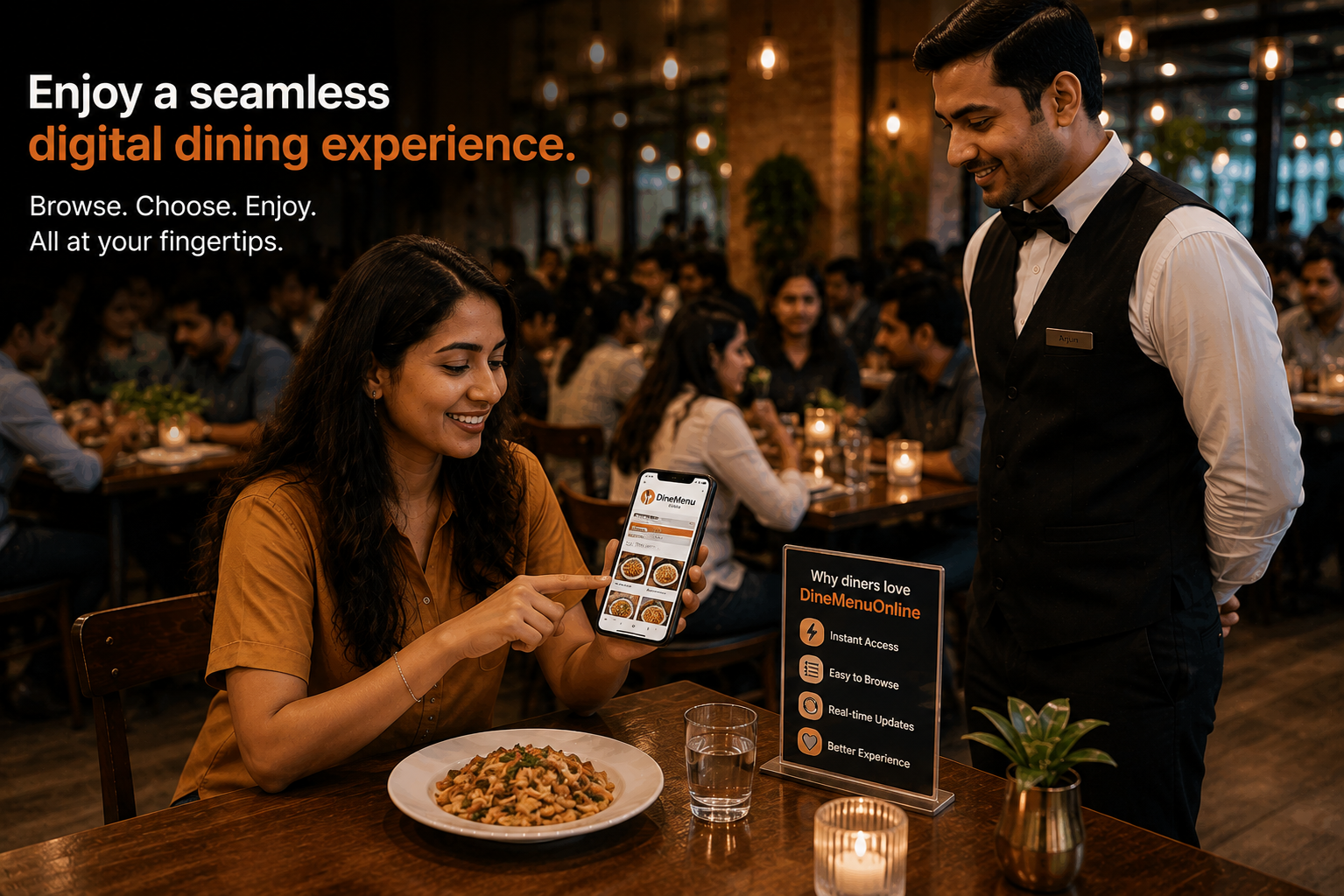 Customer enjoying a smooth digital dining experience